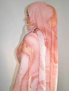 1 件女士波西米亚水彩印花头巾，穆斯林防晒头巾，优雅百搭围巾披肩，适合日常穿着 - 418-01-燃橙色 - 查看 9