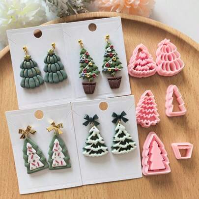قوالب قطع الطين البوليمري على شكل شجرة عيد الميلاد، قوالب قطع للأقراط والمجوهرات DIY اليدوية، مثالية لصنع الديكورات اليدوية والمجوهرات، أدوات صناعة المجوهرات