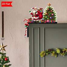 1pc, Vintage Wooden Christmas Door Corner Decoration, Santa Claus With Reindeer And Snowman, Festive Wall Accents For Indoor/Outdoor, Living Room, Bedroom, Office-Idea For Holiday Gifts And Seasonal Decor