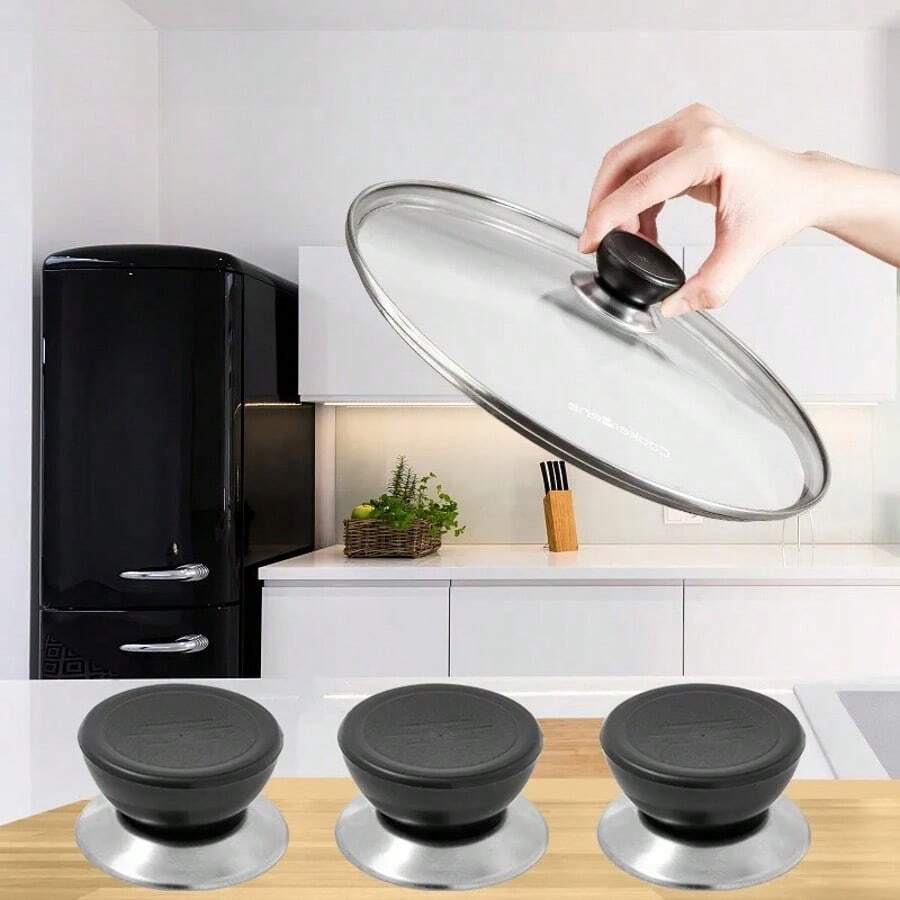 3/5pcs Universal Pot Lib Knobs Caps ,Heat-Resistant Cooking Pan Lid Covers Replacement Lifting Handle,Kitchen Cookware Handgrip Plastic Glass Pot Button, Pot Cover Head, Pot Cover Handle, Cover Bead, Cover Cap, Pot Cover Accessories