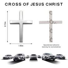 2 PCS Metal Christian Emblem Stickers, 2.5*1.8 Alloy 3D Car Sticker Badge, Self - Adhesive Emblem Decal Decoration Auto Trunk Tailgate Fenders, Car Exterior Decal Silver - 銀色 - 查看 3