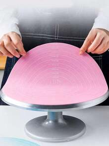 1pc Circular Silicone Baking Pad, 11.8 Inches * 11.8 Inches Non Stick Silicone Baking Pad, With Measuring Anti Slip Dough Pad, Reusable Silicone Pad, Used Making Cakes, Cookies, Macarons, Bread, And Pastries - Hồng - Xem 5