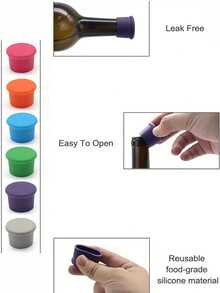 Silicone Wine Stopper Wine Bottle Cap Silicone Bottle Cap Reusable Silicone Wine Stoppers Wine Corks For Glass Bottles To Keep Wine Fresh Seal Wine Bottles Reusable Beer Bottle Caps Wine Preservers Non-Leakage Wine Bottle Cap Keeper Seal Beer Drink Champagne Bottle Cap Bar Accessories - Multicolor - View 3