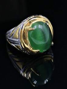 1 pieza Anillo vintage de acero inoxidable con piedra natural, anillo apilable para nudillos/medio dedo para mujeres/niñas, adecuado para uso diario, regalo para amante, amigo, familia, hermana, cumpleaños, graduación, fiesta, vacaciones