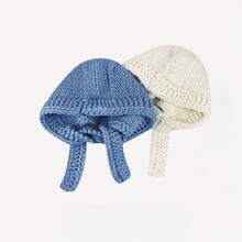 Korean Style Hand-Knitted Balaklava Hat For Women, Autumn And Winter Warmth, Large Head Circumference Wool Hat, Face-Slimming Ear Protection Hat, Fashion  Style - Milky White - View 4