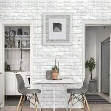 Carta da parati autoadesiva in stile fattoria moderna, decorazione murale impermeabile e lavabile per cucina, bagno, decorazione murale - motivo finto mattone