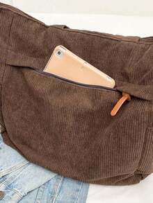『US-Based Shipping』Simple Solid Color Multiple Pockets Shoulder Bag Corduroy Hobo Tote Bag For Women, Casual Crossbody Bag Large Capacity Purse Bucket Bag, Shoulder Satchel Daypack For Outdoor Travel Commuting Work, Vintage Satchel Shopping Bag College Computer Bags Large Capacity, Lightweight, Portable, Suitable For Teen ,,Bolsos Para Mujer,Tote Bags For Women,Bags For Women,Shoulder Bag,Carteras,Carteras Para Mujer,Bolsas,Designer Handbags,Crossbody Bags For Women,Mochilas Para Mujer,Handbags For WomenGirls Women College Students, Perfect For Back To School, New Fall Fashion 2025 For Women,Large Capacity Casual Outdoor Vacation Travel Shoulder Bag, Lightweight Versatile Shopping Groceries Storage Handbag, Portable Multi-Pocket Commuting Bags For Daily Office Work, Large School Tote Bag, Multiple Compartments, Perfect For Beach, School, Work & Daily Use, Literary School Bag & Bookbag For Women Or Students - Cà phê nâu - Xem 6