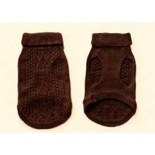 Suéter para animais de estimação, cor café, em tricô trançado, ideal para cães e gatos de pequeno e médio porte. Design minimalista, perfeito para o outono e inverno. Ideal para poodles, teddy bear e para o Ano Novo. - Castanho Café - Ver 9