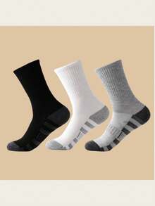 3 Paar Herren Knöchelsocken, Socken für den grenzüberschreitenden Handel, lange Röhrensocken, Sportssocken, Große Größen, Farbblockdesign, Sportssocken