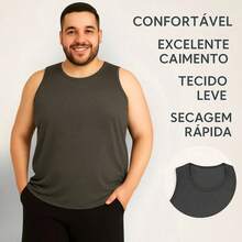 Unisex Plus Size Dry Marbled Tank Top Gym Functional Training Top - Gris Oscuro - Ver 1