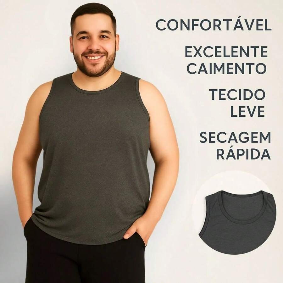Unisex Plus Size Dry Marbled Tank Top Gym Functional Training Top - Gris Oscuro - Ver 1