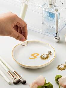 صينية مجوهرات بحواف حرفية، صينية عرض خاصة بالخواتم والعقود، صينية تخزين المجوهرات والصابون للحمام، أسماء مكتوبة للهدايا في أعياد الميلاد وعيد الحب والكريسماس، مصنوعة من السيراميك، وموثوقة