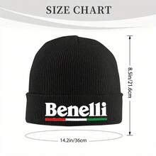 1pc Benelli Motorcycle Racing Knit Beanie - Black, Warm Acrylic Hat With "Benelli" Logo, Ideal For Men & Women, Perfect Gift For Motorcycle Enthusiasts, Winter Headwear| Stylish Headgear| Knit Construction, Motorcycle Gear, Without Battery - 黑色 - 查看 4
