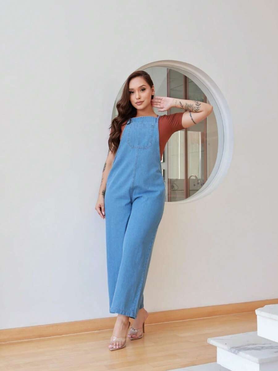 The Jumpsuit That Wears Confidence - Jeans Dungarees - Rửa nhẹ - Xem 1