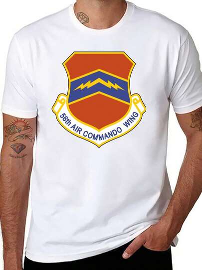 Camiseta divertida de manga corta para hombre del 56.º Ala de Comando Aéreo