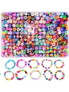 Boho Polymer Clay Beads Kit, Multi-Elements Polymer Clay Beads Kit For Jewelry Making, DIY Necklace Earring Bracelet Friendship Gifts, Accessories Making