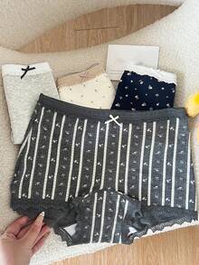 6 pezzi Boxer donna vita media, comodi e traspiranti, design vita media semplice, stile unico.