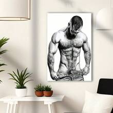 Framed Hairy Naked Guy Poster,Gay Art Wall Decor Gay Men Canvas Painting Wall Art. Idea Gift For New Year, Thanksgiving Day, Christmas, For Room Decor, Kitchen Decor, Living Room Painting, Halloween Decor, Bathroom Decor, Home Decor, Wall Decor, Bedroom Decor. - Random Print(隨機印花) - 查看 4