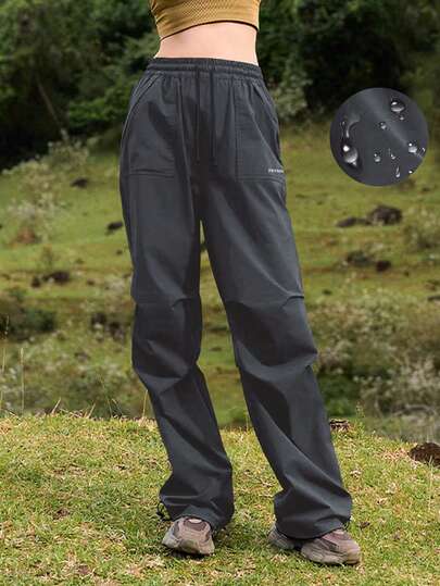 Women's Windproof Water-Resistant Outdoor Pants – Zip-Pocket Casual Joggers With Adjustable Drawstring Cuffs, Breathable Straight-Leg Trousers For Spring Fall Everyday Commute, Hiking, Travel & Weekend Leisure