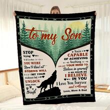 I'm Giving My Son A Fleece Blanket - A Heartwarming Design With Heartfelt Messages, A Heartfelt Message Design, Made With Love,Super Soft Flannel Printed  Blanket, As Birthday Gifts, Family, Wedding, Souvenir Blankets, Polyester Blankets Suitable For All Seasons, Washable, Machine Washable, Lightweight, Breathable, Comfortable, Warm, Unique, 280gsm For HimPersonalized Ideal Gifts For Her.  Perfect Nap, Camping, Travel, Home, Daily Life, Office Decoration, Birthday, Anniversary, Valentine's Day, Thanksgiving, Christmas, Halloween, Wedding, New Year Gifts ,Sofa,Bed,Car,Bedroom,Living Room,Office,  Outdoor Camping, Beach,Wall Decoration - Nhiều màu 2 - Xem 1