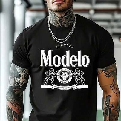 Camiseta con el logotipo de la cerveza Modelo para hombre - Cuello redondo informal…220 gCamiseta de cuello redondo de algodón de  con tipografía suave Be Yours y diseño en colores pastel. Sutil estilo Y2K MeeT.S Natural. Ideal para mujeres jóvenes que buscan una película. Un gran regalo para una prenda informal pero elegante para uso diario, ideal para paseos por el jardín, citas para tomar un café, museos de arte o rincones de lectura. CONJUNTOS DE OTOÑO PARA MUJERES CONJUNTOS DE VACACIONES PARA MUJERES DISFRAZ DE HALLOWEEN PARA MUJERES