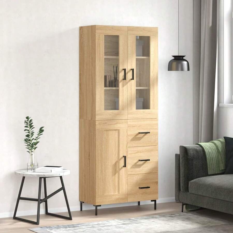 vidaXL Highboard in rovere Sonoma 69,5x34x180 cm, in legno composito