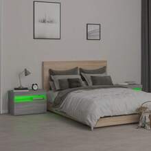 vidaXL 2 Stück Nachttische mit LED-Beleuchtung, Grau Sonoma, 60x35x40 cm - Grigio - Visualizzare 5
