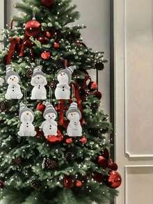 Set de 12 piezas/6 piezas Adornos navideños colgantes planos de muñeco de nieve de madera - Material de madera resistente, perfecto para árboles de Navidad y Año Nuevo, coronas, chimeneas y decoraciones festivas, decoraciones navideñas, decoración del hogar, plano 2D