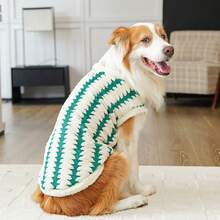 1 件毛绒宠物连帽衫 - 厚实温暖，柔软舒适，秋冬狗狗衣服，毛绒宠物服饰，时尚条纹狗狗连帽衫，可机洗/手洗，适合小型/中型/大型宠物，狗猫用品，适合 20 多个品种（XS-8XL）