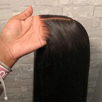Peluca frontal de encaje 5x5, 100% cabello humano, pre-depilado, encaje transparente, mujeres, densidad del 150%, cabello virgen