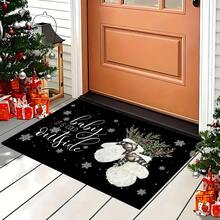 1 pièce Tapis de cuisine en gel de silice imprimé avec motif bonhomme de neige de Noël, tapis rectangulaire pour le salon, la chambre, le couloir, la salle de bain, la buanderie - en polyester, convient pour la décoration intérieure et extérieure de la maison - Multicolore - Voir 5