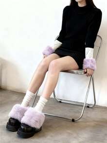 1 Pair Fashionable, Elegant And Soft Faux Fur Arm Warmers, Warm And Cozy For Outdoor, Casual, Vintage, Party, Boho, Polyester, Suitable For Autumn/Winter - A - View 16