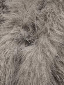 Casual Chic Faux Fur Hooded Women's Warm Daily Commute Hoodie Faux Fur Jacket, Chunky Sweatshirt, Winter Jacket For Women, Clothes For New Year - Grey - View 9