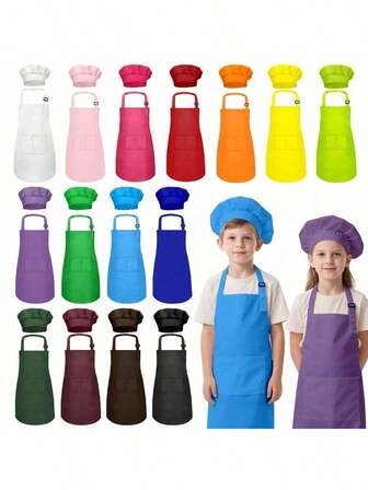 2件套幼儿美术罩衫带帽子 - 儿童长袖防水绘画围裙，适合无脏乱绘画、DIY手工和游戏