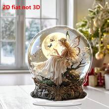 1pc 2D,Christmas-Style Acrylic Fairy Snowflake Glass Balls - Charming Desktop Decoration, Suitable For Any Room, Ideal Gift For Christmas And Valentine's Day, The Most Appropriate Gift For Christmas, Christmas Decoration, Birthday Decoration