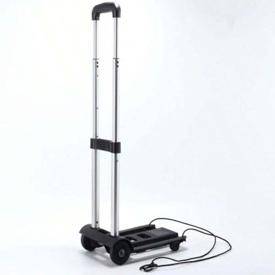 Folding Luggage Cart Small Folding Hand Truck Dolly With 2 Wheels Strong Compact Luggage Cart Holds 88 Pounds Collapsible Light Duty Dolly For Luggage Personal Travel Moving And Office Use - 黑色 - 查看 1