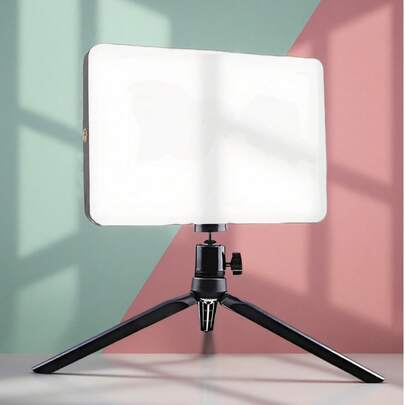 10英寸LED方形柔光箱，专业LED视频照明面板灯 - USB供电，紧凑型摄影灯，配备可调节鹅颈支架，底座稳定，运行噪音低，USB供电LED面板灯，适用于直播、摄影、产品展示、在线学习 - 兼容单反/摄像机/智能手机 - 非常适合Twitch/播客，也适用于自拍和直播、摄影，便携式自拍灯，手机灯