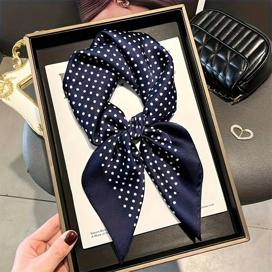 Women's Elegant Red & White Polka Dot Square Scarf – 27.5" Lightweight Polyester, Breathable & Durable Neck Wrap, Headscarf & Fashion Accessory, Versatile Scarf For Casual Outings, Parties, Travel, Stylish All-Season Square Scarf - 紅色 - 查看 1