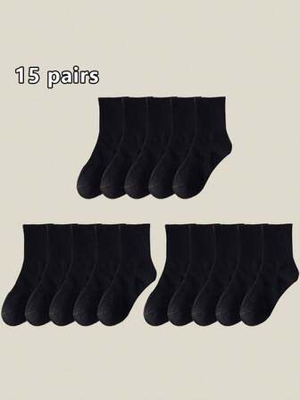 5 Pairs Men's White Socks, Soft Breathable Sports Crew Socks, Plus Size, Soft & Comfortable, Fashionable, Suitable For Daily Wear And Gifting
