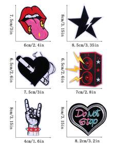 10pcs/20pcs/30pcs/50pcs/70pcs/Random Skull, Rock Band, Black & White Punk Style, Cross Guitar, English Letter Embroidered Iron-On Patches, Suitable For DIY Clothing And Accessories - Hats, Jeans, Jackets, Etc. - 彩色 - 查看 4