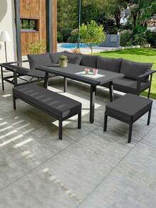 1pc Solid Color Milk Silk Elastic Waist Sofa Seat Cushion Cover, High Elasticity Dust-Proof All Season Use For Garden Rattan Sofa Seat Cushion Protector - Dark Grey - View 6