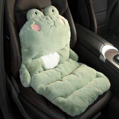 1pc Car Seat Cushion Winter Plush Single Piece Car Seat Cushion Cute Cartoon Waist Cushion Warm Increase Seat Cushion Woman