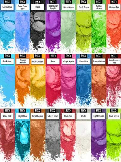 24 colores/8 colores 5g 0.18oz Polvo de mica perlado en diferentes colores, colores vibrantes de tinte para resina epoxi, manualidades de joyería DIY, pigmento de larga duración, kit de artes y manualidades, adecuado para hacer velas, manualidades DIY, mesa de río de madera, mezcla de pintura líquida, posavasos y fabricación de joyas