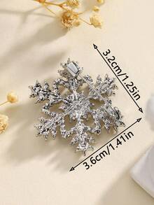 1 Stück modische europäische & amerikanische Cut Out Strass-Schneeflocken-Brosche, luxuriöses unisex Accessoire - Silber - Übersicht 4