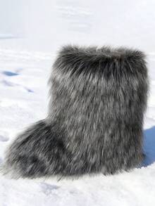 New Winter Warm Plush Faux Fur Snow Boots For Women - Dark Grey & Brown & Black Ankle Booties With Soft Lining, Cozy Slip-On Design For Cold Weather Outdoor & Indoor Wear Unisex Short Ankle Faux Raccoon Fur Snow Boots - Solid Classic Color, Super Smooth Fur Touches The Ground, Perfect For Christmas & Halloween, Y2K Style! Y2K Fashion Men's & Women's Snow Boots - Faux Raccoon Fur, Silky Smooth Floor-Reaching Fur, Solid Classic Shade, Ideal For Christmas & Halloween! Short Ankle Unisex Snow Boots With Faux Raccoon Fur - Solid Classic Color, Ultra-Smooth Fur Hits The Ground, Must-Have For Christmas & Halloween, Edgy Y2K Vibe! Christmas & Halloween Essential Faux Raccoon Fur Snow Boots (Unisex) - Solid Classic Hue, Smooth Fur Touches The Floor, Stylish Y2K Look! Y2K Short Ankle Snow Boots For Men & Women - Faux Raccoon Fur, Super Smooth Floor-Length Fur, Solid Classic Color, Great For Christmas & Halloween Celebrations! - Màu xám đen - Xem 2