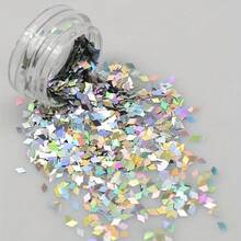 Laser Geometric Nail Sequins In Metallic Tones - Ultra-, Iridescent Rectangle Nail Art Decorations Manicures And Crafts, Nail Art Accessories - PZ-YSSBX - 查看 7