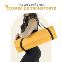 MUUK FITNESS Tapete de Yoga Foamy Antideslizante 150 x 59 cm | Esterilla Ligera de 8 mm con Correa de Transporte| Almohadilla para Rodillas y Codos | Material EVA Resistente, Ligero y Cómodo | Ideal para Ejercicio en Casa, Gimnasio, Parque, Viajes, Meditación y Estiramientos - Amarillo - Ver 4