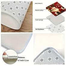 1pc Rectangular Christmas Door Mat With Santa Claus & Golden Lettering - Red & Golden Plush Indoor Entry Mat, Washable Holiday Decor Mat For Front Door, Living Room, Bedroom - Festive Wreath & Snowflake Design With Holly & Berries, Durable Floor Mat For Home Entrance, Suitable For Laundry, Bathroom, Kitchen - Easy-Clean Indoor Mat With Golden Frame & Red Border. Actual Item Is Smaller Than Picture. May Be Certain Color Difference. - White - View 9