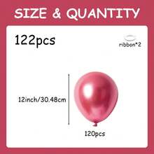 金属红色气球花环拱门套件，5/10/12/18 英寸金属深粉色气球，优质厚乳胶气球，适用于生日、婚礼、周年纪念、新娘送礼会、毕业典礼、洗礼、性别揭示单身派对装饰用品 - 金屬紅色 - 查看 18