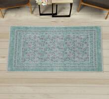 Retro Mid Century Abstract Pattern Rug On Ivory Background, Dark Orange And Reseda Green, 4' X 5' 5", Ideal For Bedroom, Dorm And Living Room - 玫瑰薄荷綠 - 查看 3